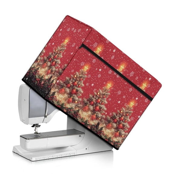 SEANATIVE Christmas Tree Sewing Machine Dust Cover with Front Pockets Easy Storage Dust Cover Compatible with Most Standard Sewing Machines, Sewing Accessories