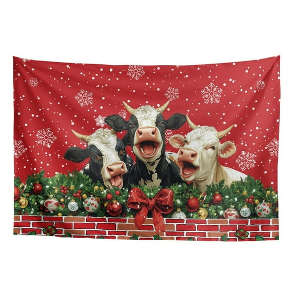SEANATIVE Christmas Wall Tapestry for Bedroom Cow Snowflake Wall Tapestry for Living Room Hanging Tapestry for Cafe Vintage Wall Tapestry Small Tapestry for Office Decor