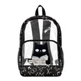 thumbnail image 1 of SEANATIVE Clear Backpacks for Girls Boys Preschool Elementary Kids Clear Backpack Transparent Bookbag See Through Daypack PVC Heavy Duty School Bag, Black Cat Book Coffee Print, 1 of 7