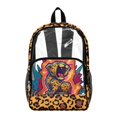 thumbnail image 1 of SEANATIVE Clear School Bag for Kids Elementary School Backpack for Women Men Transparent Bookbag Teens Girls Boys Daypack with Front Zipper Pocket, Cartoon Leopard Print, 1 of 7