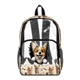 thumbnail image 1 of SEANATIVE Clear School Bag for Kids Elementary School Backpack for Women Men Transparent Bookbag Teens Girls Boys Daypack with Front Zipper Pocket, Corgi Dog Paw Beige, 1 of 7