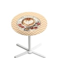 thumbnail image 1 of SEANATIVE Cocktail Table Covers Elastic Fitted Decorative Round Tablecloth 24 x 24 Inch Round Table Topper Cap Stain-resistant Table Decorations for Indoor Outdoor Use, Latte Coffee Print Beige, 1 of 7