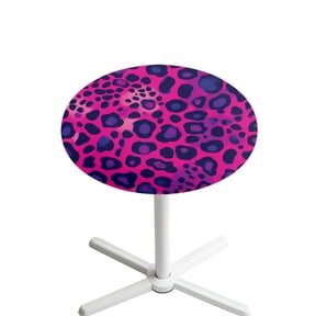 SEANATIVE Cocktail Table Top Covers with Elastic Edge Washable Round Tablecloth Fitted Spandex High Top Table Cloth Table Topper Cap for 24 Inch Round Tables, Pink Leopard Print Violet