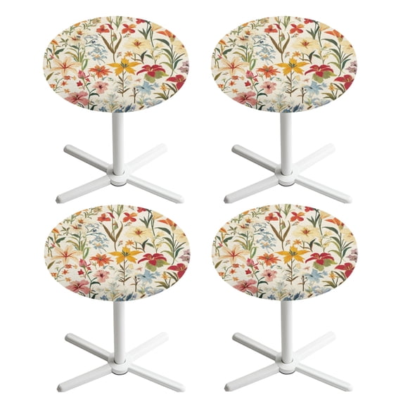 SEANATIVE Cocktail Table Topper Cap Pack of 4 Stretch Round Cocktail Table Covers with Elastic Fit Decorative Highboy Tablecloths for Events Parties Picnic 24 x 24 Inch, Floral Pattern