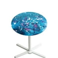 thumbnail image 1 of SEANATIVE Cocktail Table Topper Cap Soft Round Fitted Cocktail Tablecloth with Elastic Edge Easy to Install Table Top Cover for Wedding Party Restaurant 24 Inch, Sparkle Butterfly Blue, 1 of 7