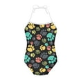 thumbnail image 1 of SEANATIVE Colorful Paws One Piece Bathing Suit Quick Dry Hawaii Swimsuit Girls Size 9-10 Years Skin-Friendly Beach Sleeveless Swimwear, 1 of 5