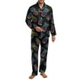 thumbnail image 1 of SEANATIVE Colorful Pineapple Pajamas for Men 2 Piece Long Sleeve Pjs for Mens Long Pants Sleepwear Sets Tops and Pants Set Plus Size Button Down Pajamas Size 2X Large, 1 of 6