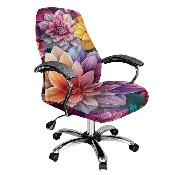 SEANATIVE Computer Chair Cover Universal Office Chair Cover Stretchable Rolling Chair Slipcover Desk Chair Protector High-Back Chair Cover Desk Boss Chairs Slipcover, L, Boho Flower Print