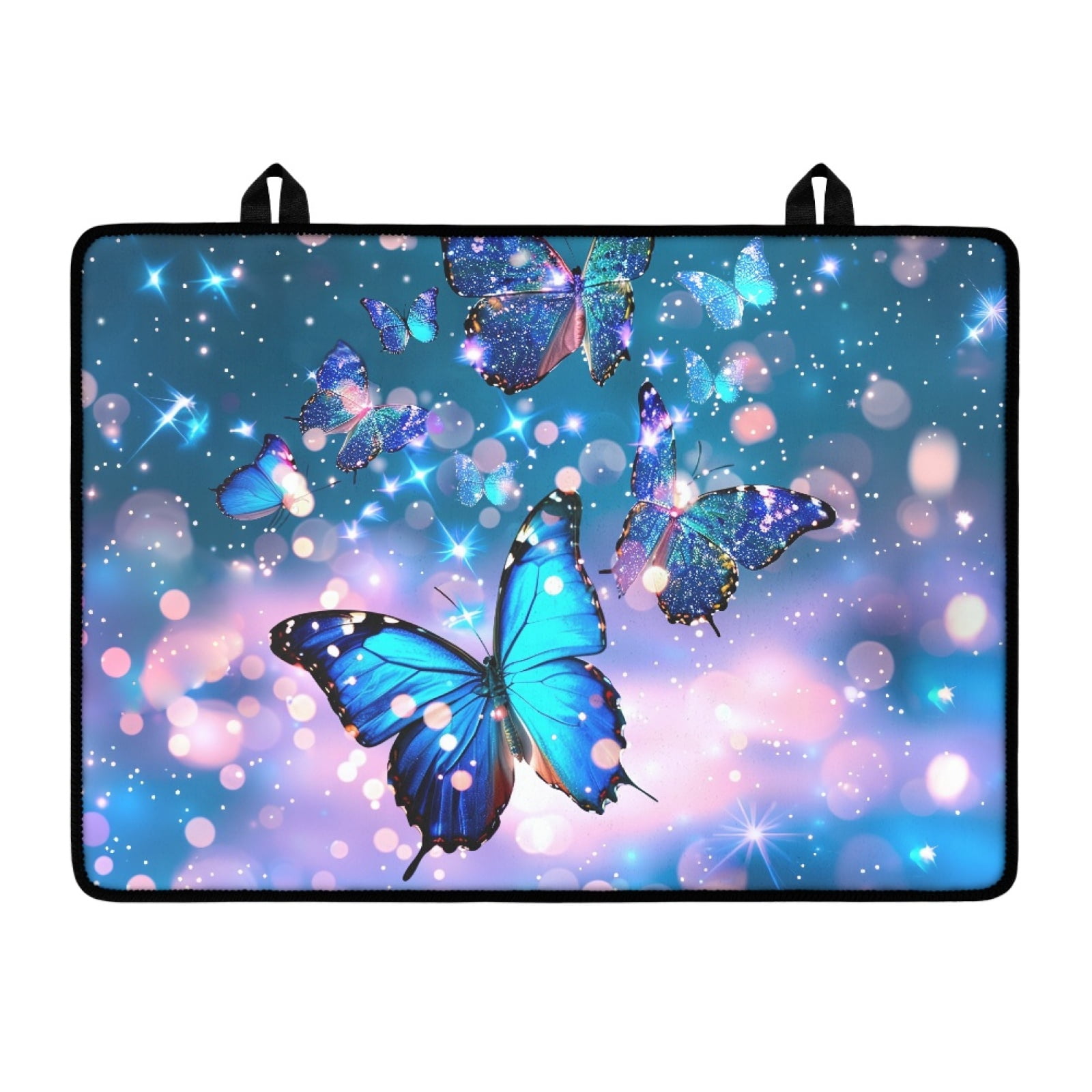 SEANATIVE Cooktop Cover Stove Top Mat Heat-Resistant Dustproof Dishwasher Top Cover Induction Stovetop Mat Foldable Stove Microwave Oven Top Cover for Easy Storage, Sparkle Butterfly Blue