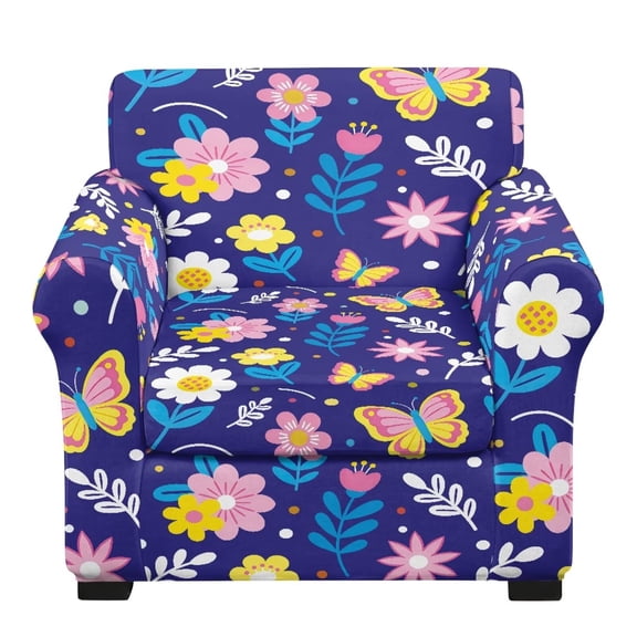 SEANATIVE Couch Cover Decorative Armchair Covers Sofa Slipcover Removable Furniture Protector Anti-Slip Machine Washable Sofa Cover for Living Room Decor, Cute Floral Butterfly Violet
