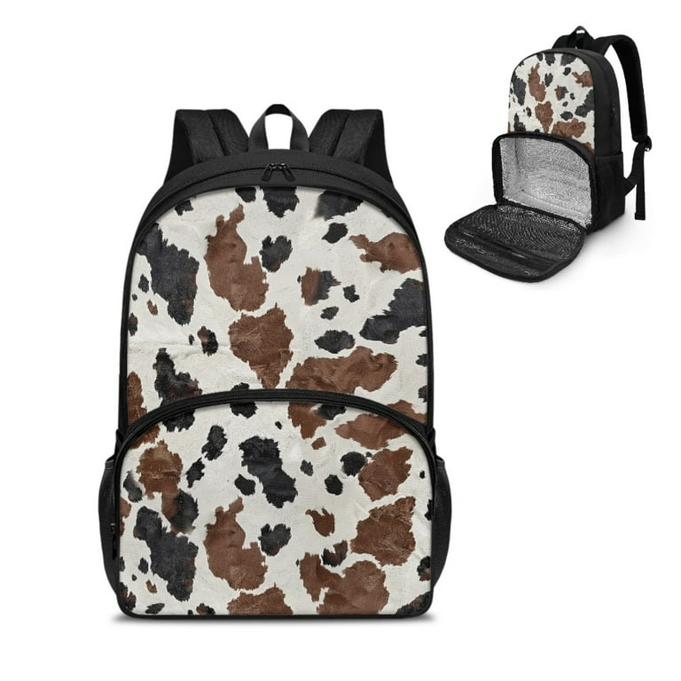SEANATIVE Cow Print Backpack for School Kids Girls 4 7 Casual Backpack with Lunch Compartment Large Capacity Middle School Student Bag Walmart