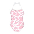 thumbnail image 1 of SEANATIVE Cow Print Kids Swimwear One Piece Size 7-8 Casual Pink Lace Up Swimsuit for Kids Girls Comfortable Lace Up Bathing Suit for Girls, 1 of 5