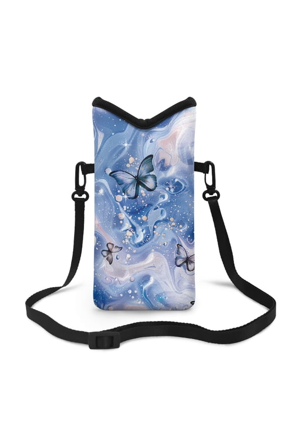 Cross Body Phone Bag for Women Men Water-Resistant Phone Bag Small Crossbody Bag Protective Smartphone Case Pouch Cellphone Pouch Purse Bag, 8 x 4 inch, Butterfly Marble Blue Violet