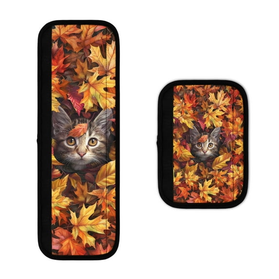 SEANATIVE Cute Cat Refrigerator Handle Covers Set of 2 Maple Leaves Kitchen Appliance Handle Cover Decor for Fridge Microwave Dishwasher Stove Oven Fridge Door Cloth Protector Thanksgiving Decor