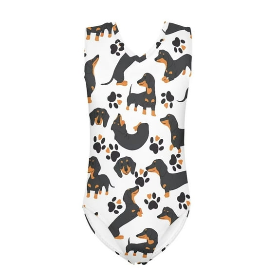 SEANATIVE Dachshund Paw Bathing Suit for Girls Comfortable V-Neck One Piece Swimsuit Teen Leisure Kids Beach Swimwear Girls Size 13-14 Years