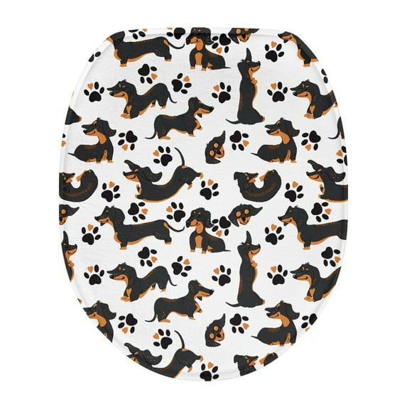 SEANATIVE Dachshund Paws Toilet Seat Lid Cover Aesthetic Toilet Lid Covers for Bathroom Round Decor Protective Fit Different Sizes of Toilet Lid, 14*13 Inches