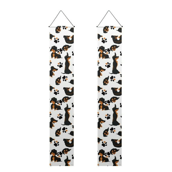 SEANATIVE Dachshund Paws Wild Flower Porch Banner Decor Hanging Banner 2 PCS Porch Flags Vertical Sign for Front Door Porch Home Yard Decor Holiday Farmhouse 70.9x12.6 Inch