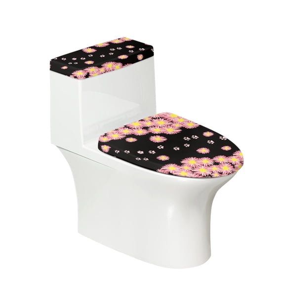 SEANATIVE Daisy Toilet Cover Lid Replacement Covers Universal Fit Standard Oblong Round Bath Room Bowl Lids 2PCS Dust Resistant Toilet Tank Lid Pad Home Decoration Accessory