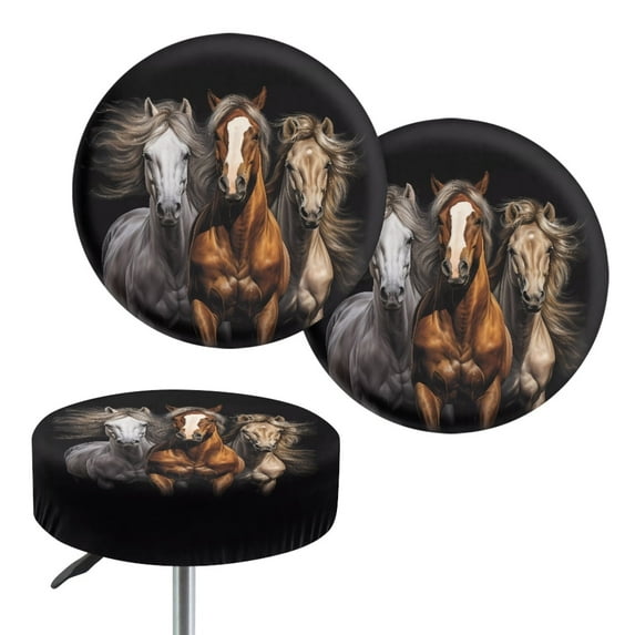 SEANATIVE Desert Horse Round Stool Cover 2 Piece Bar Stool Seat Covers 13"-15" Cushioned Stool Seat Cushion Insert Outdoor Home Decor Size M