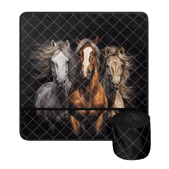 SEANATIVE Desert Horse Sewing Machine Mat with Storage Pockets Sewing Machine Protective Mats Washable Sewing Machine Table Dust Cover Home Decoration