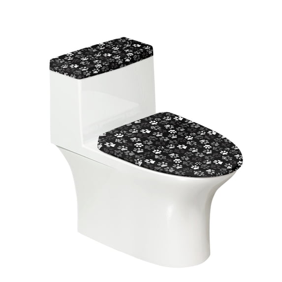 SEANATIVE Dog Paws Toilet Lid Covers and Tank Cover Set 2 Pcs Comfortable Toilet Seat Cover and Tank Lid Covers for Bathroom Toilet Lid Cover Set, Easy to Clean