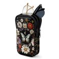 thumbnail image 1 of SEANATIVE Double Compartment Eyeglasses Case Shockproof Glasses Case Anti-Scratch Lightweight Sunglasses Pouch Portable Eyewear Storage Pouch with Zipper, Butterfly Daisy Floral Black, 1 of 7