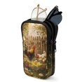 thumbnail image 1 of SEANATIVE Double Compartment Eyeglasses Case Shockproof Glasses Case Anti-Scratch Lightweight Sunglasses Pouch Portable Eyewear Storage Pouch with Zipper, Rooster Chicken Daisy Pattern, 1 of 7