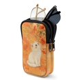 thumbnail image 1 of SEANATIVE Double Eyeglass Case Zipper Glasses Case Sunglasses Pouch for 2 Pairs of Eyeglasses Sunglasses, Multifunctional Eyewear Organizer Portable Eyewear Accessories, White Cat Print Orange, 1 of 7