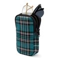 thumbnail image 1 of SEANATIVE Double Glasses Case Soft Neoprene Zipper Sunglasses Pouch with 2 Pockets, Lightweight Portable Eyewear Holder for Women Men Travel Glasses Organizer Pouch, Teal Plaid Print, 1 of 7