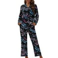 thumbnail image 1 of SEANATIVE Dragonfly Button Up Pajamas for Women Size 3X Large Comfy Loungewear Pjs Sets Womens Button Down Pajamas Sets with Pockets Soft Lounge Pants Jogger Outfits Plus Size, 1 of 7