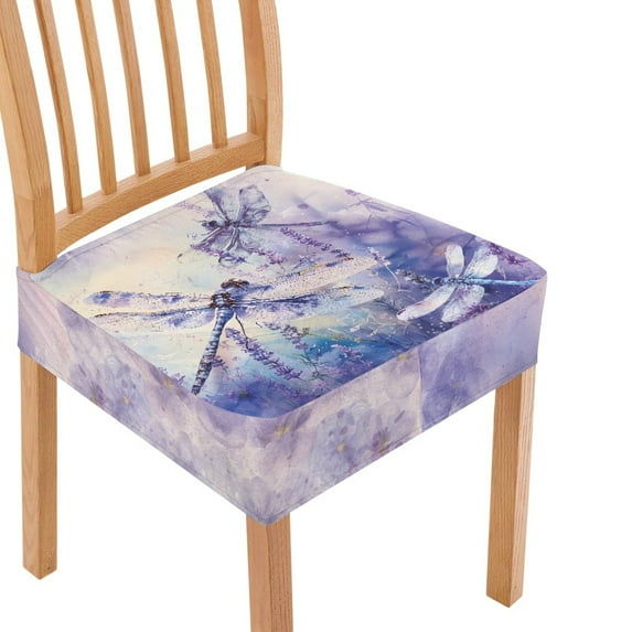 SEANATIVE Dragonfly Chair Covers Set of 2 Floral Chair Seat Covers for Dining Chairs Stretch Chair Protector Cover Scratch Resistant Dining Chair Slipcovers Dining Room Seat Covers for Chairs