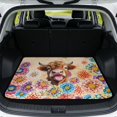 thumbnail image 1 of SEANATIVE Durable Car Trunk Mat Dustproof Non-Slip Backing Cargo Protector Mat Trunk Liner, Universal Fit Scratch-Proof Auto Cargo Area Liner Pad Mat, Funny Highland Cow Boho Floral Beige, 1 of 4