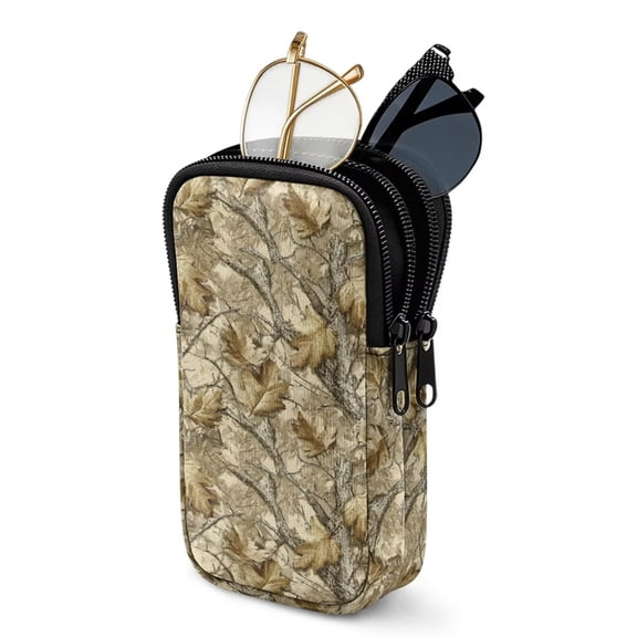 SEANATIVE Eyeglasses Case Dual Compartment Glasses Pouch with Zipper Water-Resistant Double Sunglasses Holder Lightweight Portable Eyeglass Case for 2 Pairs of Glasses, Hunting Forest Camo