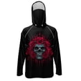 thumbnail image 1 of SEANATIVE Fishing Hoodie with Mesh Mask for Men Sun Protection Full Face Neck Coverage Breathable Comfortable Performance Fishing Shirt Rash Guard, L, Skull Rose Black, 1 of 7