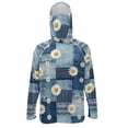 thumbnail image 1 of SEANATIVE Fishing Hoodie with Mesh Mask for Men Sun Protection Full Face Neck Coverage Breathable Comfortable Performance Fishing Shirt Rash Guard, S, Daisy Patchwork Print Blue, 1 of 7