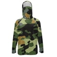 thumbnail image 1 of SEANATIVE Fishing Shirts for Men Hooded Sun Protection Rash Guard Long Sleeve Breathable Athletic Hoodie with Face Mask, for Outdoor Hiking Camping Fishing, S, Green Camouflage Print, 1 of 7