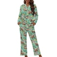 thumbnail image 1 of SEANATIVE Floral Horse Button Up Pajamas Size 2XL Long Sleeve Sleepwear Tops with Pants 2 PCS Women Night Shirts Plus Size Comfy Lounge Sets for Women Clothes with Pockets, 1 of 7