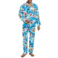 thumbnail image 1 of SEANATIVE Floral Horse Pajamas for Men 2 Piece Men Button Down Pajamas Set Nightwear Size XL Long Sleeve Sleepwear Jogger Clothes Pajamas Top and Pants with Pockets, 1 of 6