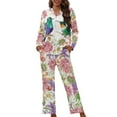thumbnail image 1 of SEANATIVE Floral Hummingbird Button Up Pajamas for Women Long Sleeve Nights Shirts Plue Size XS Pajama Set Womens Sleepwear Sets 2 Piece Nightwear for Women Pajama, 1 of 7