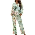 thumbnail image 1 of SEANATIVE Floral Hummingbird Button Up Pajamas for Women Size S Soft Lounge Pants Jogger Outfits Plus Size 2 Piece Womens Button Down Pajamas Sets Comfy Loungewear Pjs Sets, 1 of 7