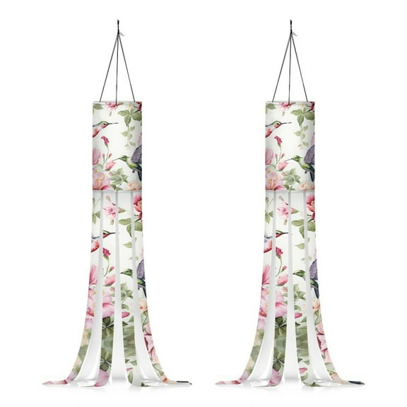 SEANATIVE Floral Hummingbird Windsocks 2 Piece Outdoor Hanging Sunflower 40 Inch Wind Sock with Tails Fall Autumn Decoration for Yard Garden Patio Home
