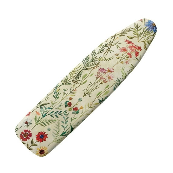 SEANATIVE Floral Ironing Board Covers 15x54 Table Ironing Board Pad with Elastic Edges, Home Protection Hook and Loop Fastener Strap Heat Reflective Wide Ironing Table Cover
