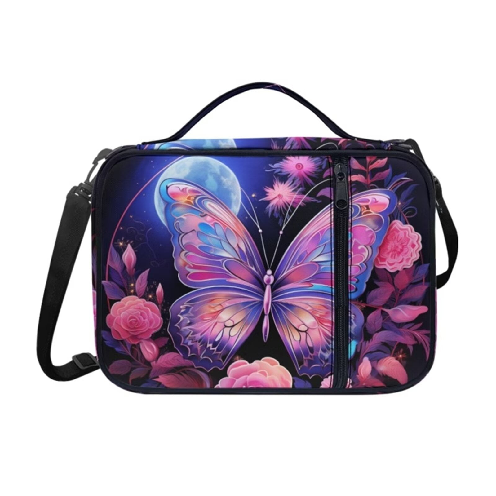 SEANATIVE Flower Butterfly Bible Cover with Shoulder Strap Reusable