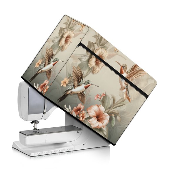 SEANATIVE Flower Hummingbird Dust Cover for Sewing Machine Aesthetic Protective Cover Compatible with Most Standard Sewing Machines Dust Cover Extra Accessories