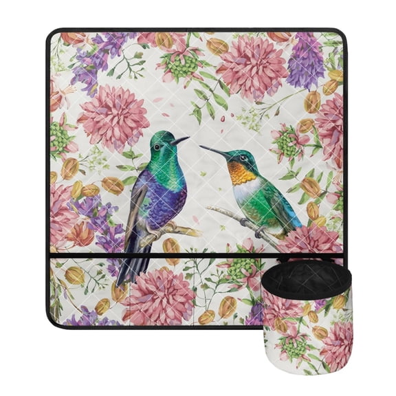 SEANATIVE Flower Hummingbird Sewing Machine Mat for Table Muffling Mats to Reduce Vibration Water Resistant Non Slip Mats Sew Machine Mat Accessories