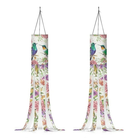 SEANATIVE Flower Hummingbird Windsock Waterproof Windsock Outdoor Hanging for Festival Decoration Lightweight Flag Wind Socks for Front Door Yard Porch Patio 2 Pieces
