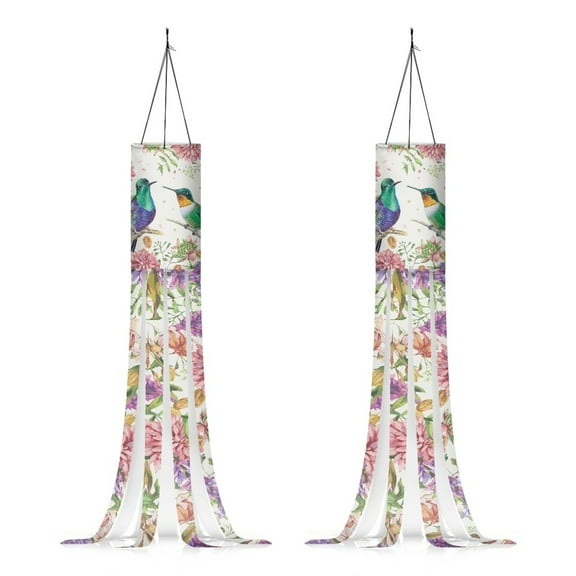 SEANATIVE Flower Hummingbird Windsock Waterproof Windsock Outdoor Hanging for Festival Decoration Lightweight Flag Wind Socks for Front Door Yard Porch Patio 2 Pieces
