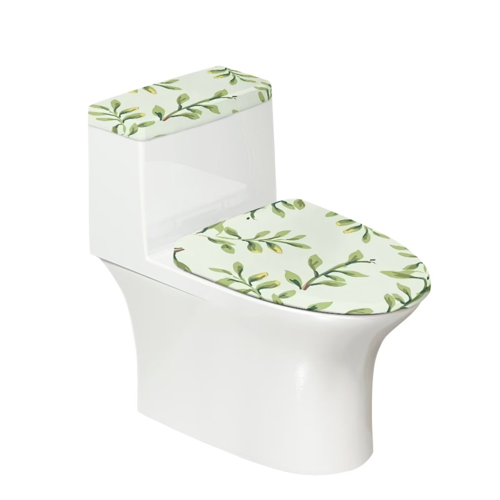 SEANATIVE Flower Leaf Toilet Lid Dust Cover with Elastic Edge Toilet
