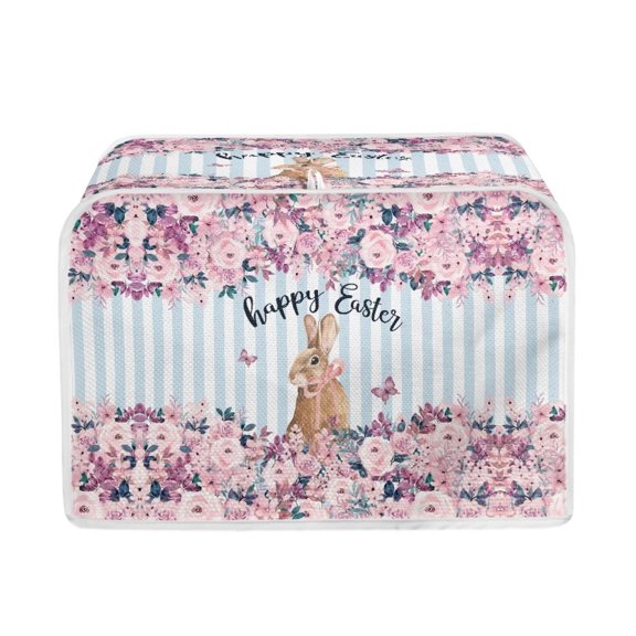 SEANATIVE Flower Rabbit Toaster Cover Wear-Resistant Kitchen Appliance Covers Happy Easter 4 Slice Reusable Small Appliance Covers Wide Slot