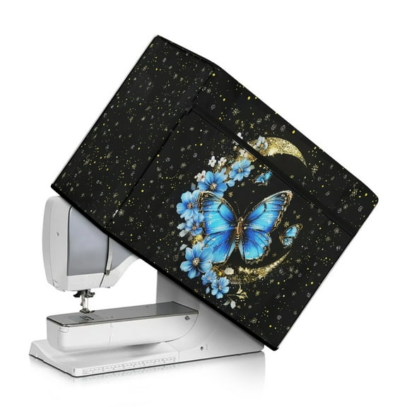 SEANATIVE Flower Sewing Machine Dustproof Cover with Pocket Moon Butterfly Sewing Machine Protection Organizer Case Fit Most Household Size Sewing Machines for Home Decor